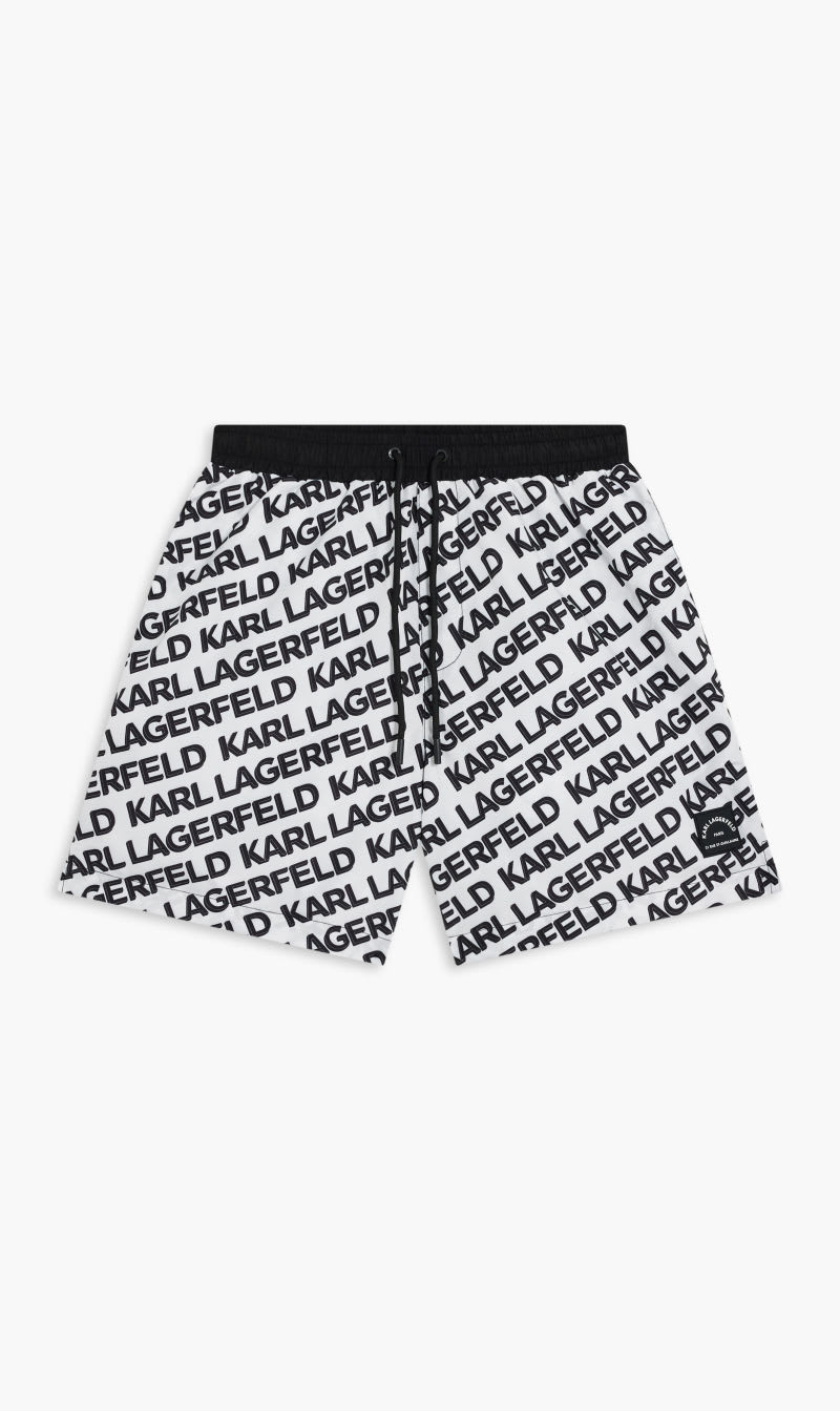 

Karl Lagerfeld White Diagonal Board Shorts for Men | The Deal Outlet
