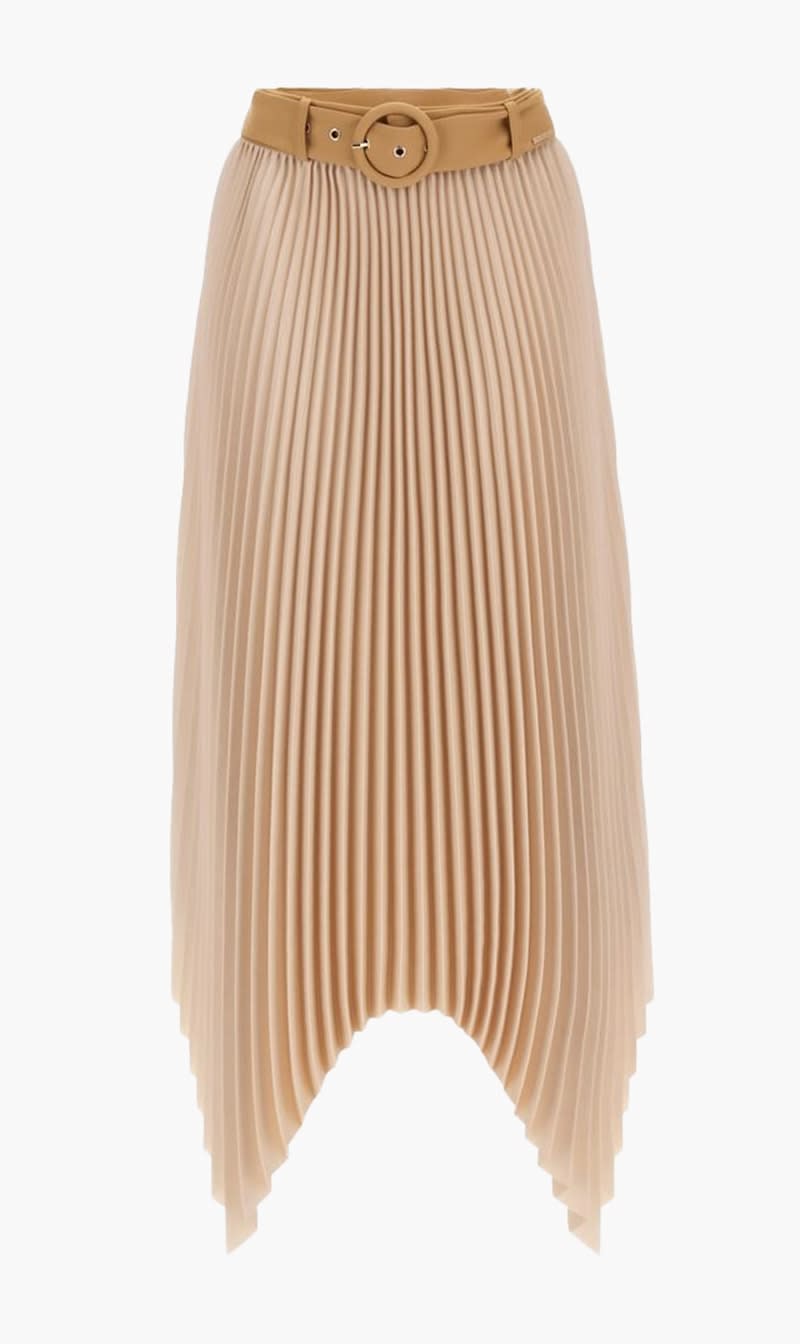 

Guess Beige Gaia Pleated Skirt for Women | The Deal Outlet
