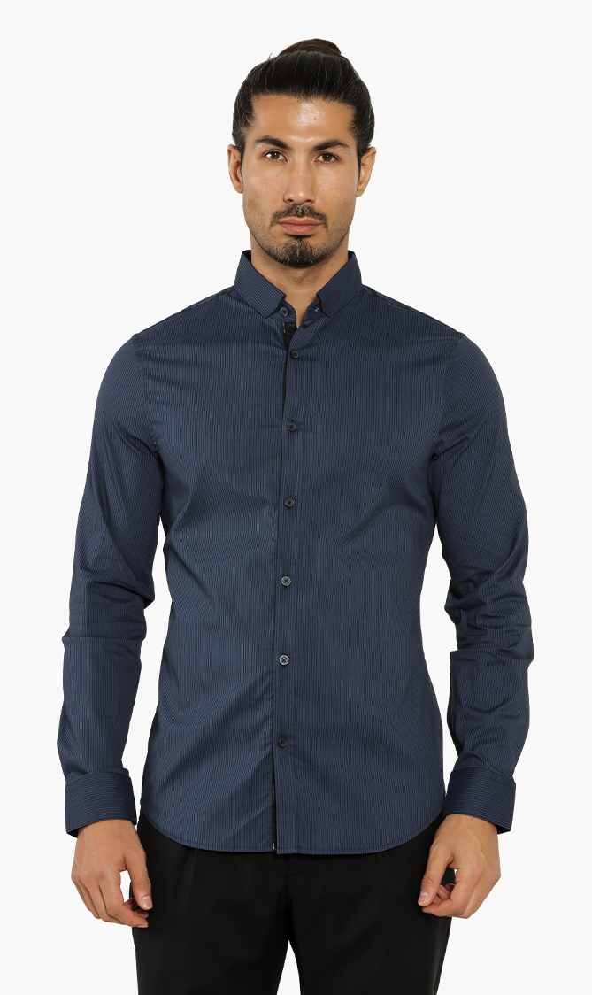 

Emporio Armani Slim Fit Stripes Long Sleeves Shirt