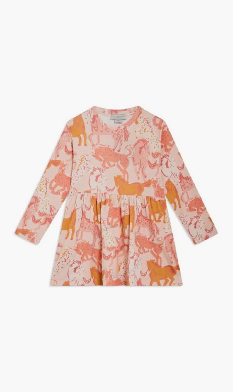 

Stella Mc Cartney Pink Long Sleeve Horse Print Dress for Girls | The Deal Outlet