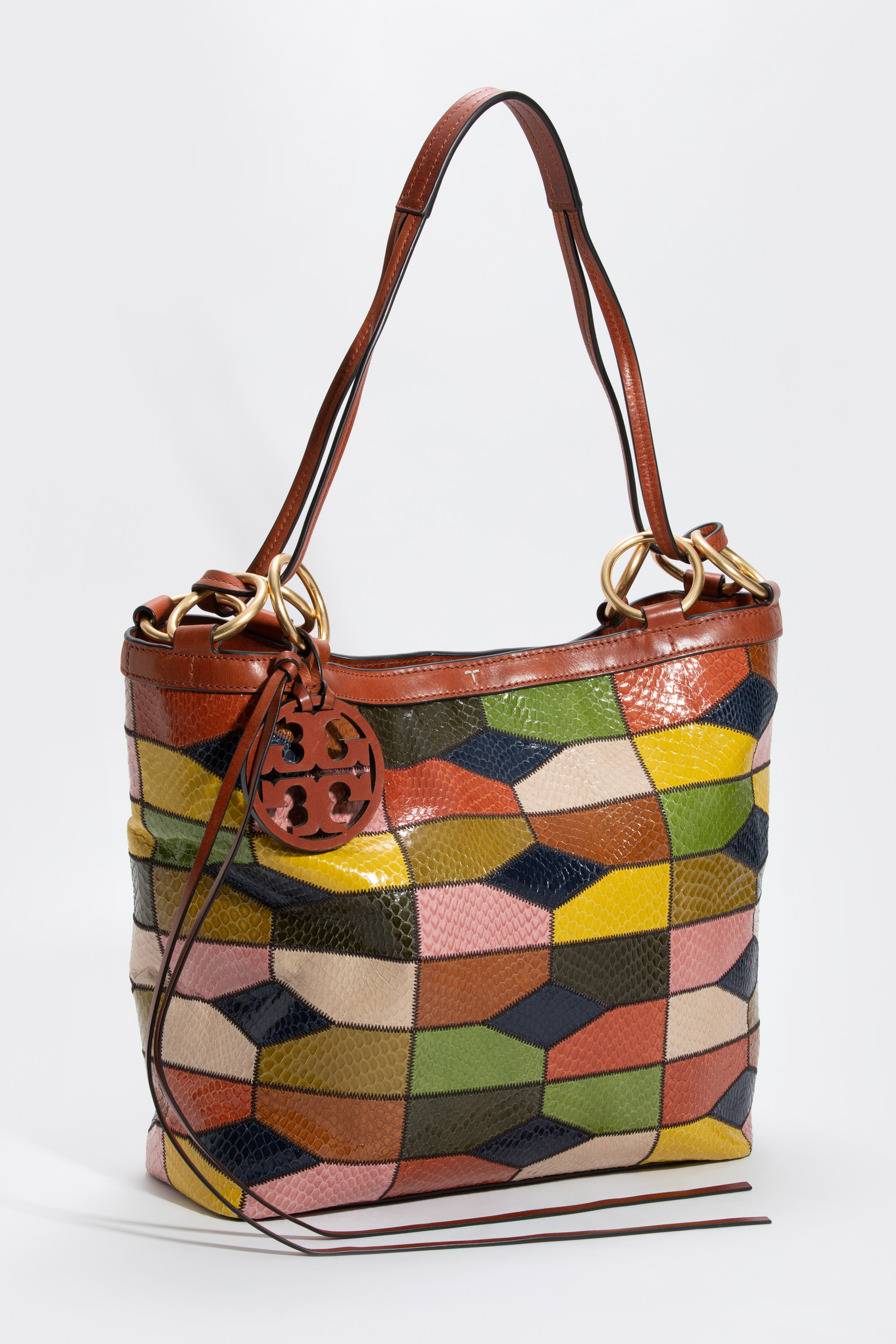 

Tory Burch Farrah Snake Patchwork Tote Bag