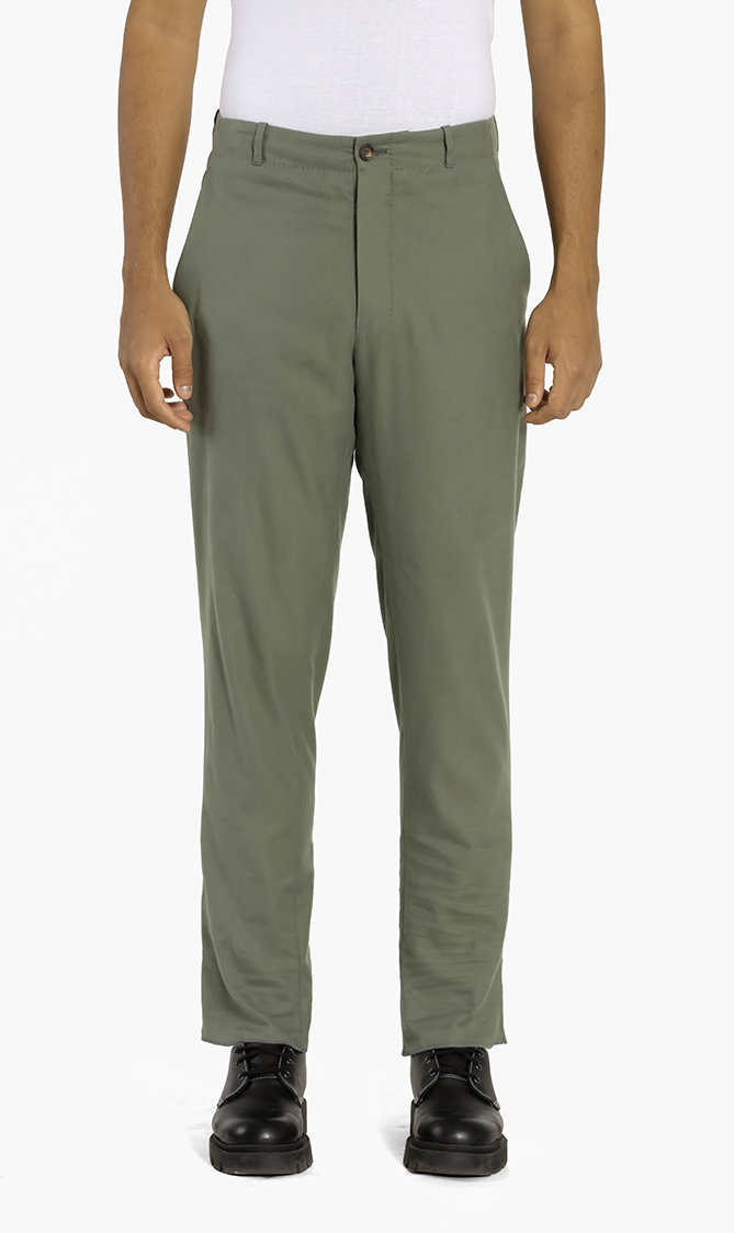 

Plain Cotton Chino Pants, Green