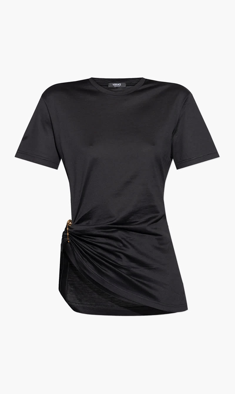 

Versace Black T Shirt Versace Logo Silk Yd Cotton Mix Jersey for Women | The Deal Outlet
