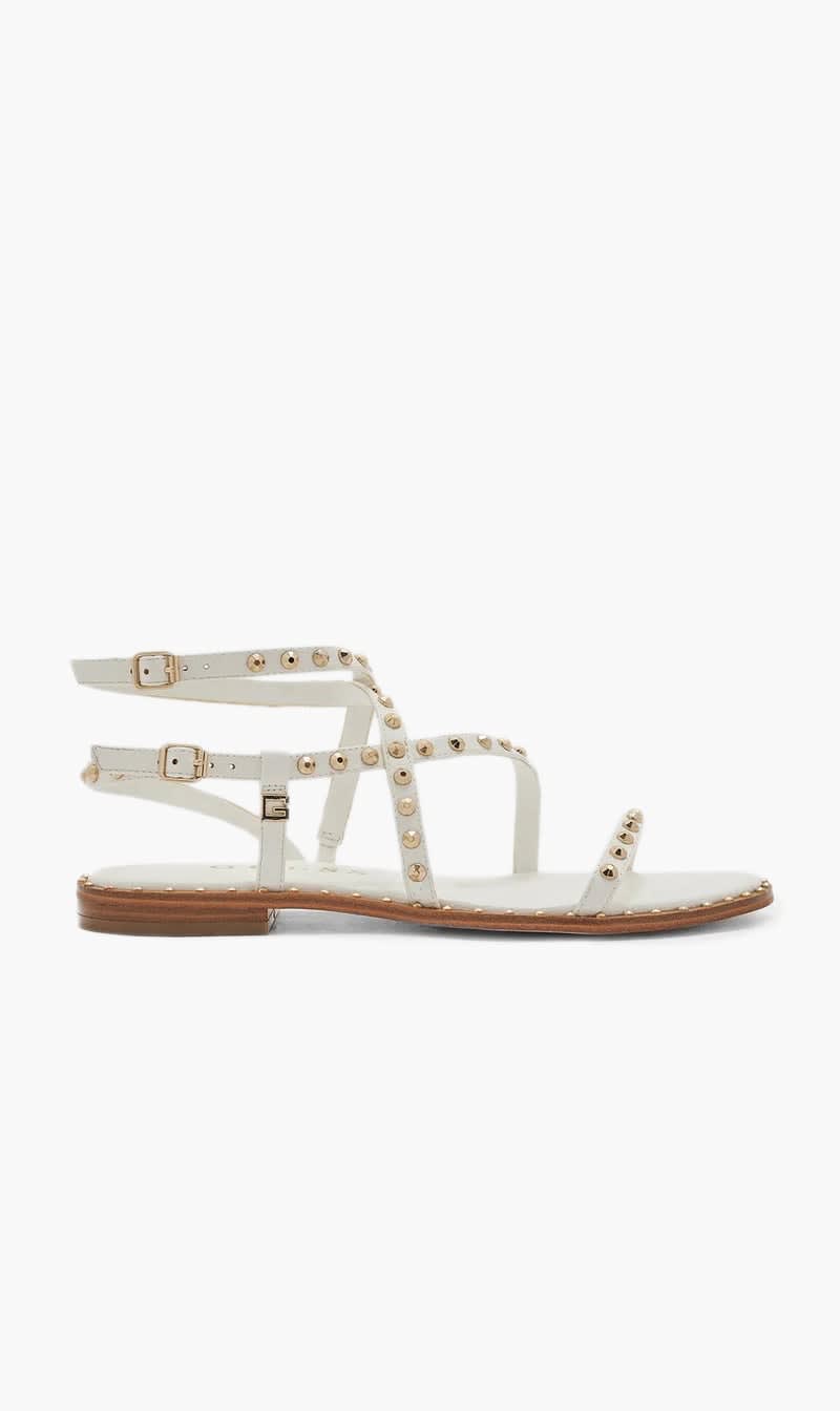 

Guess White Yamara Flat Sandals Tumbled Pu Dx-50345 for Women | The Deal Outlet