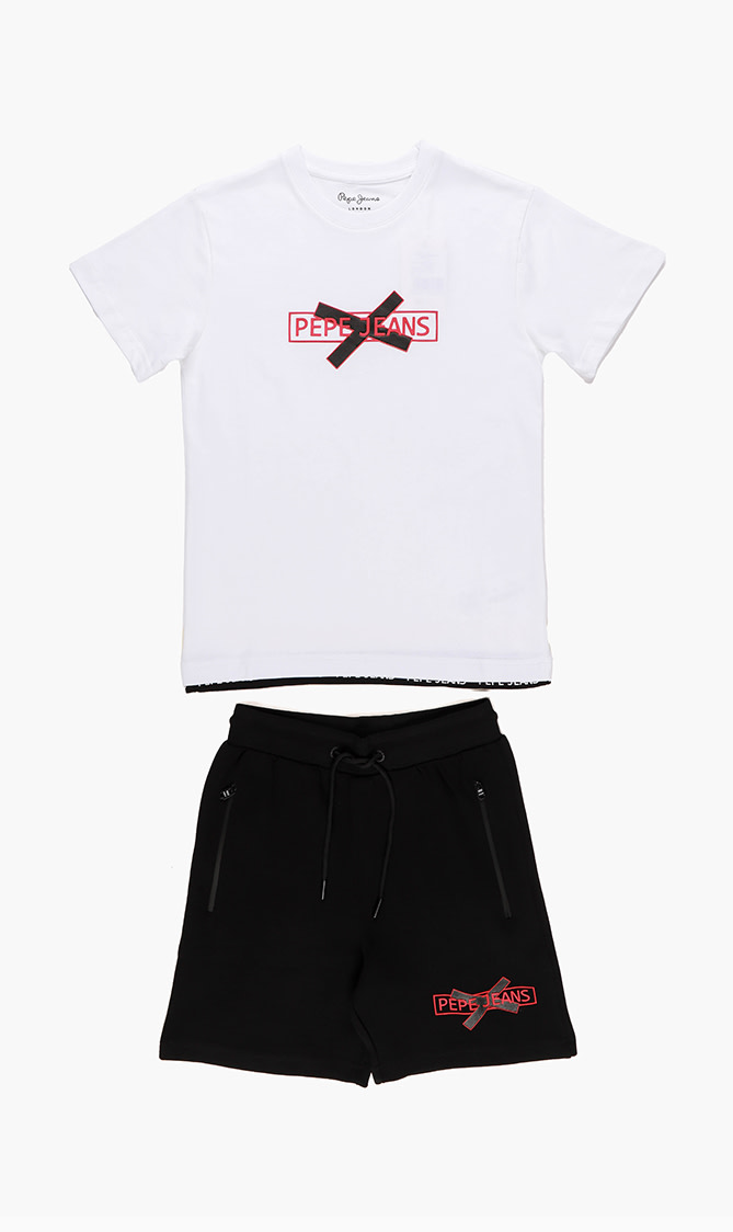 

Alvaro Solid Jersey T-shirt And Shorts Set, White