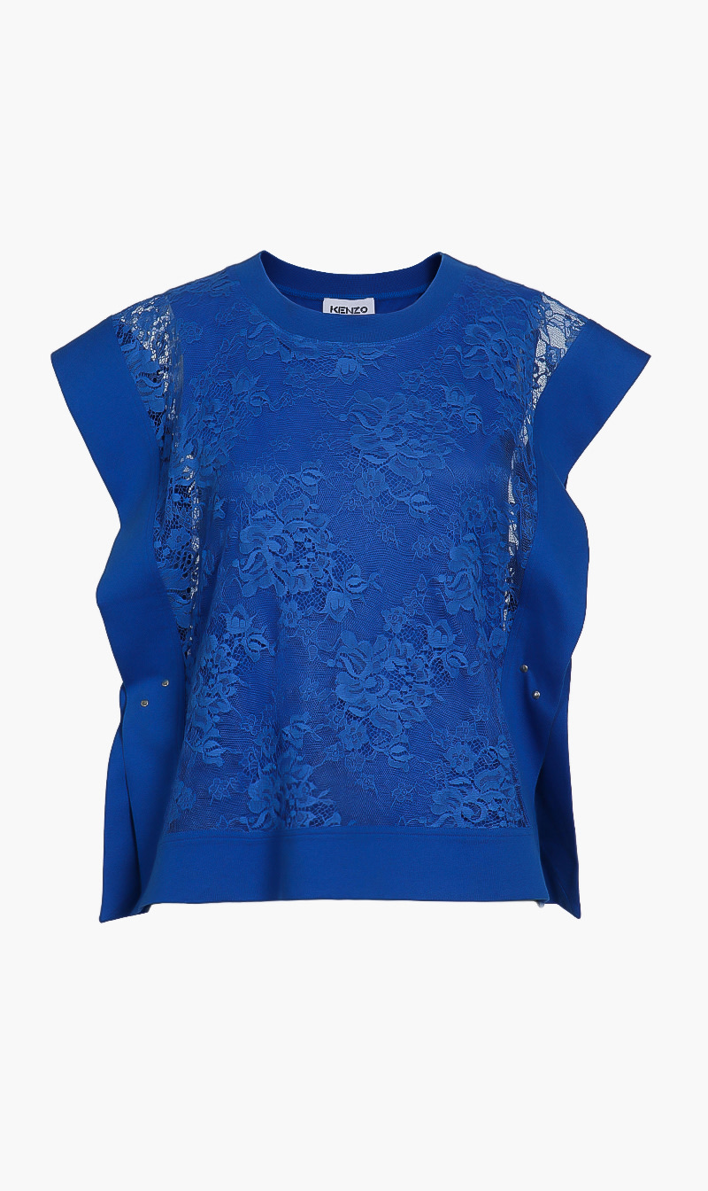 

Lace Tee Mixed Jersey, Blue