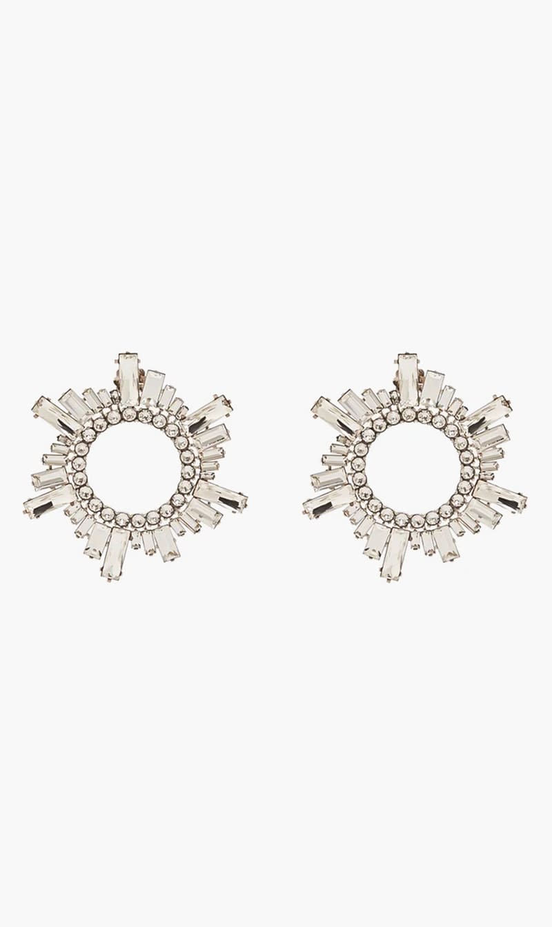 

Amina Muaddi Silver Begum Earrings 75mmx75mm for Women | The Deal Outlet