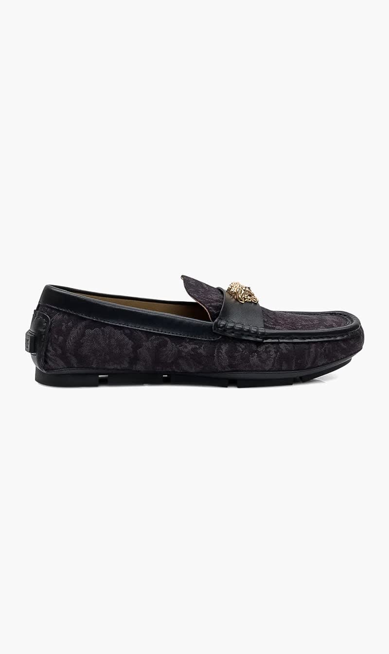 Multi-color Drivers Baroque Jaquard Fabric Calf Leather for Men