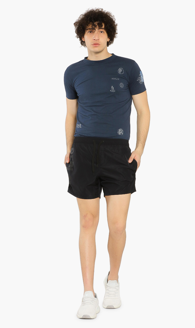 

Solid Oversize Logo Swim Trunks