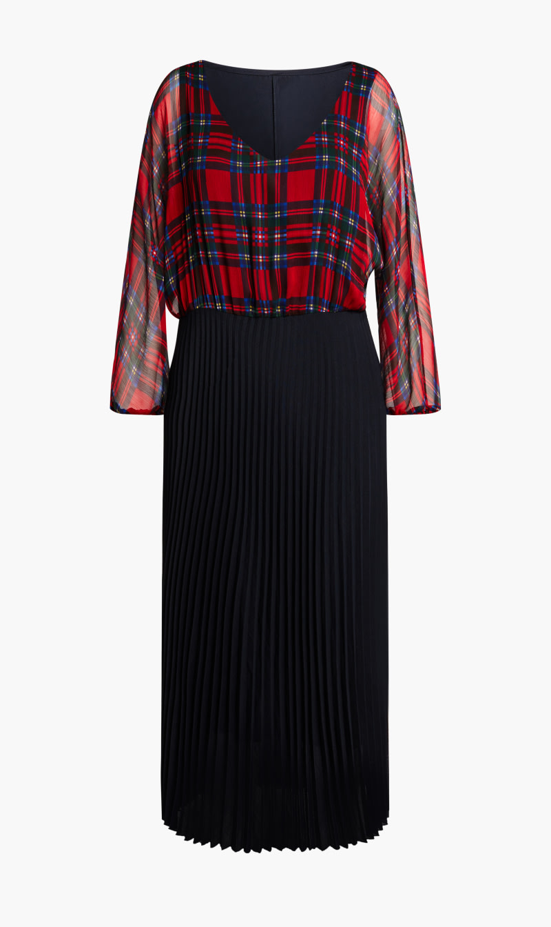 

Marina Rinaldi Red Dylan Check Print Dress for Women | The Deal Outlet