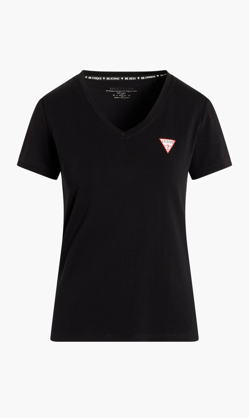 

Guess Black V Neck Mini Triangle T-shirt for Women | The Deal Outlet