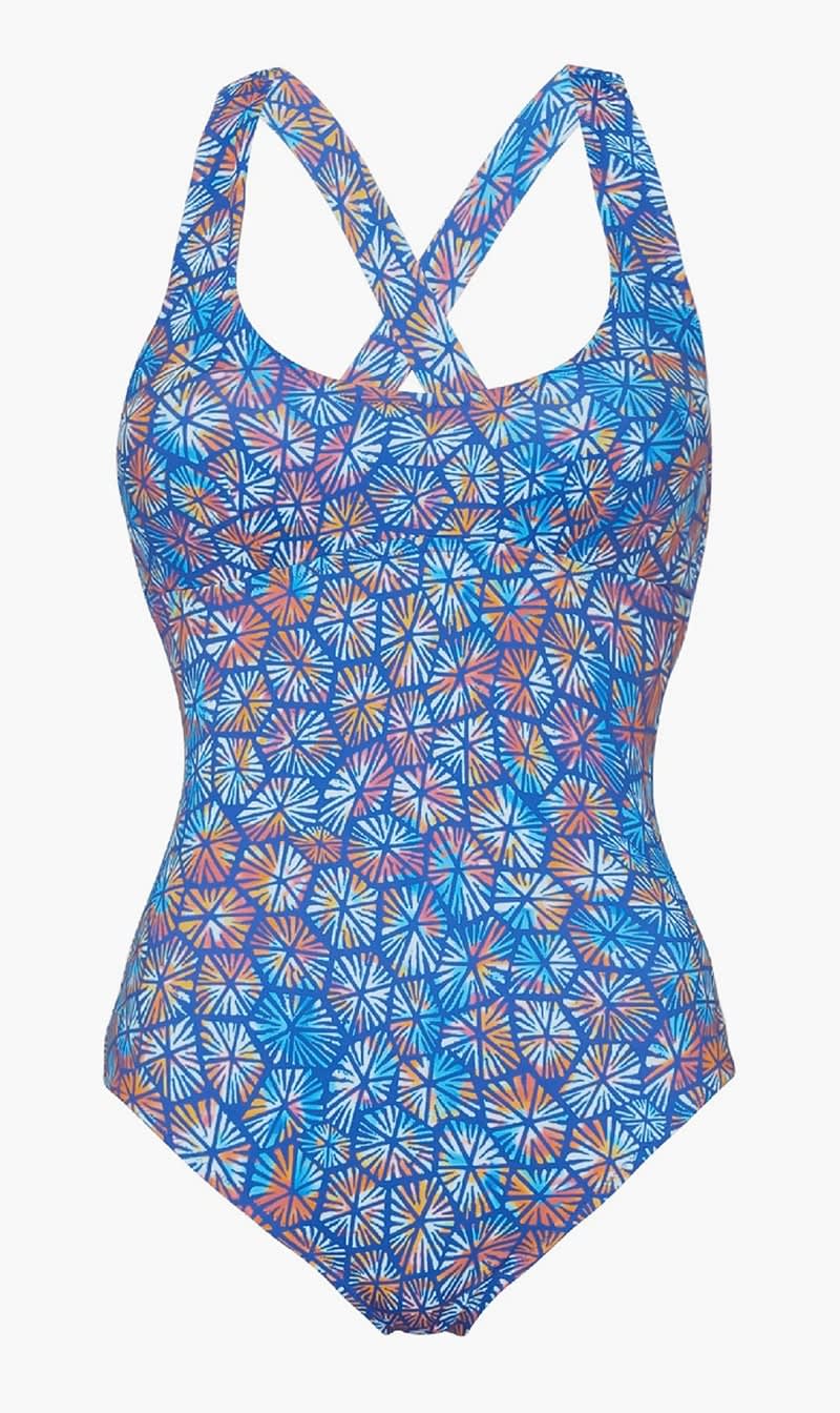 

Vilebrequin Blue Carapaces Multicolored Cross Back Straps One Piece Swimsuit for Women | The Deal Outlet