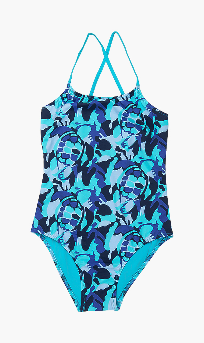 

Gim Printed One-piece Swimsuit, Blue