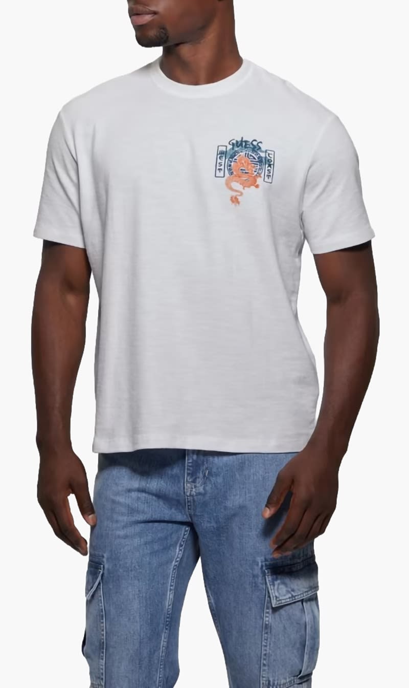 

Guess Blue Japanese Dragon Crewneck Tee for Men | The Deal Outlet