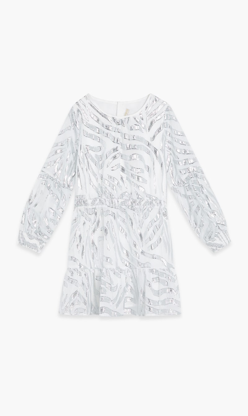 

Michael Kors Grey Metallic Effect Long Sleeved Dress for Girls | The Deal Outlet
