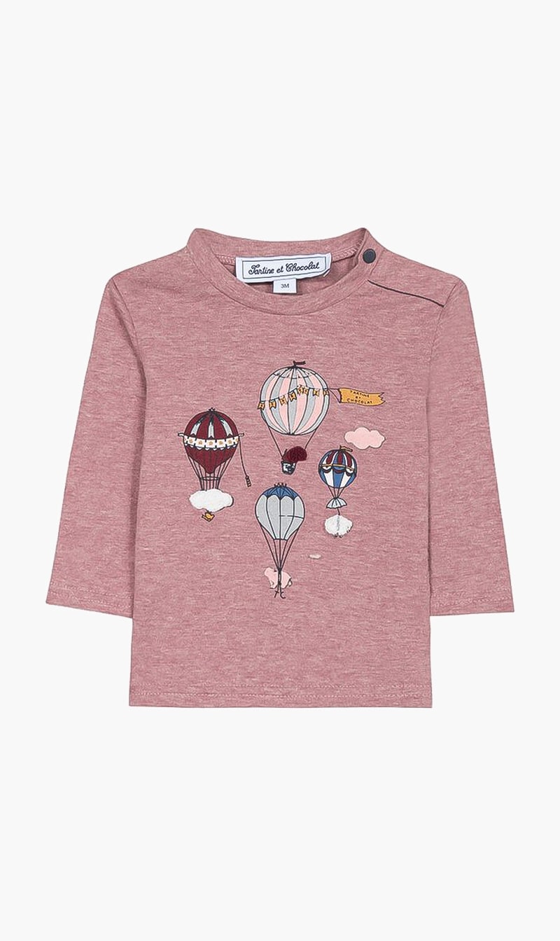 

Cotton Long Sleeve Top, Red